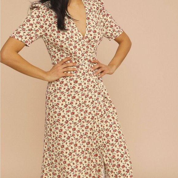 Rouje Floral Maxi Dress in Cream and Red - Picture 8 of 10